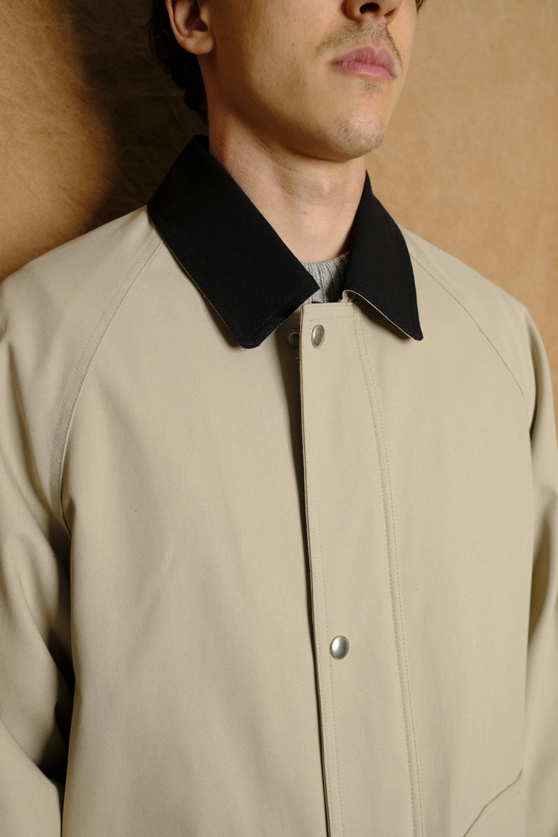 cotton canvas coverall jacket in beige