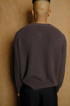 v neck knit in brown cotton
