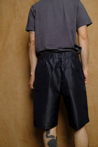 silk blend set up tucked shorts in navy