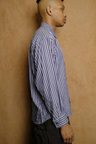 wrist patch slouch shirt in navy stripe