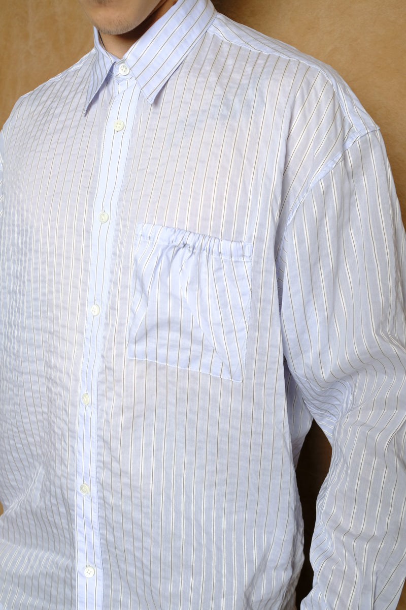 wrist patch slouch shirt in sax stripe
