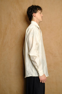 tie nest long sleeve shirt in beige cotton silk