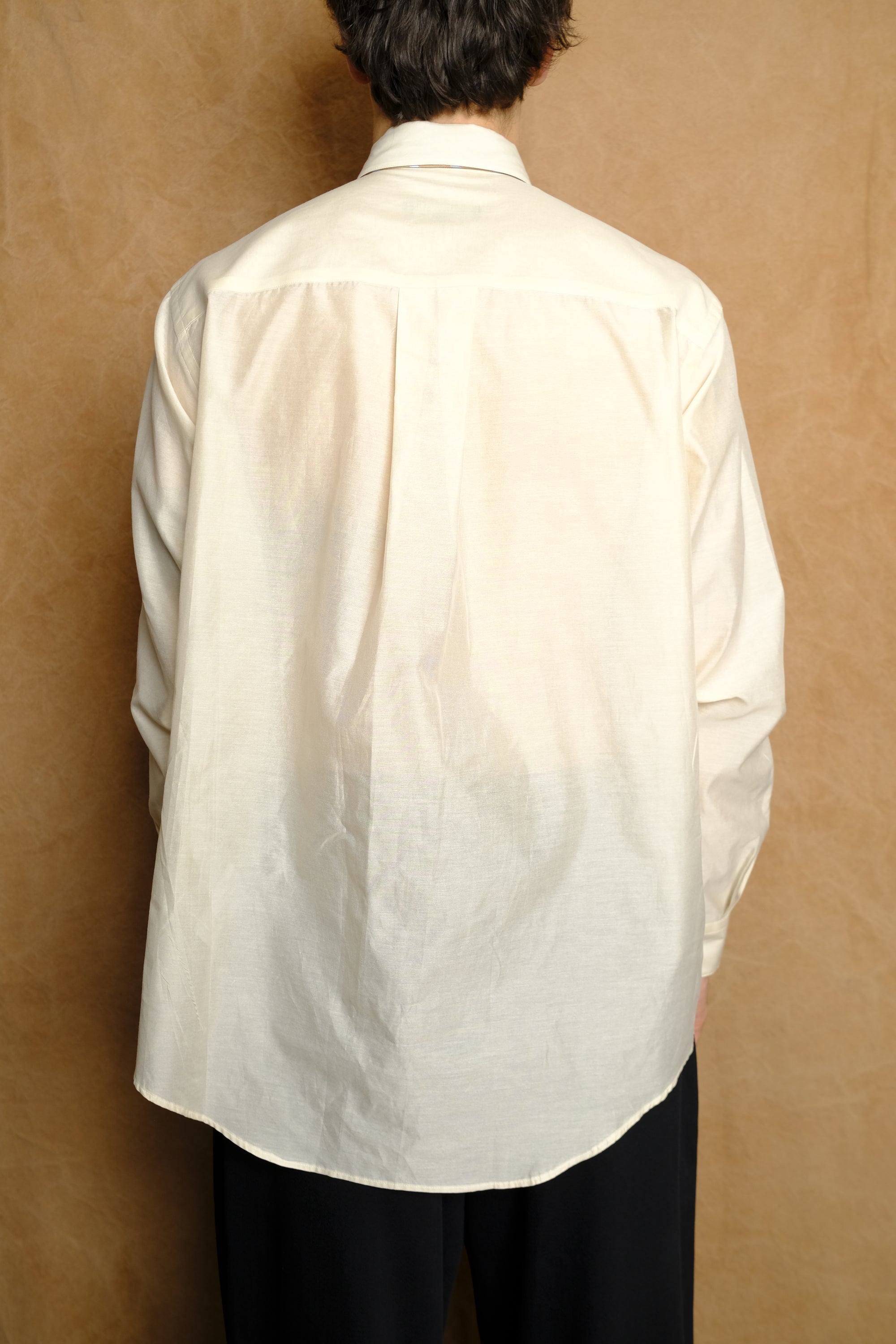 tie nest long sleeve shirt in beige cotton silk