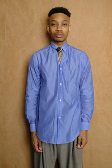 tie nest long sleeve shirt in saxe cotton silk