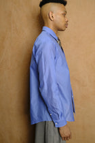 tie nest long sleeve shirt in saxe cotton silk
