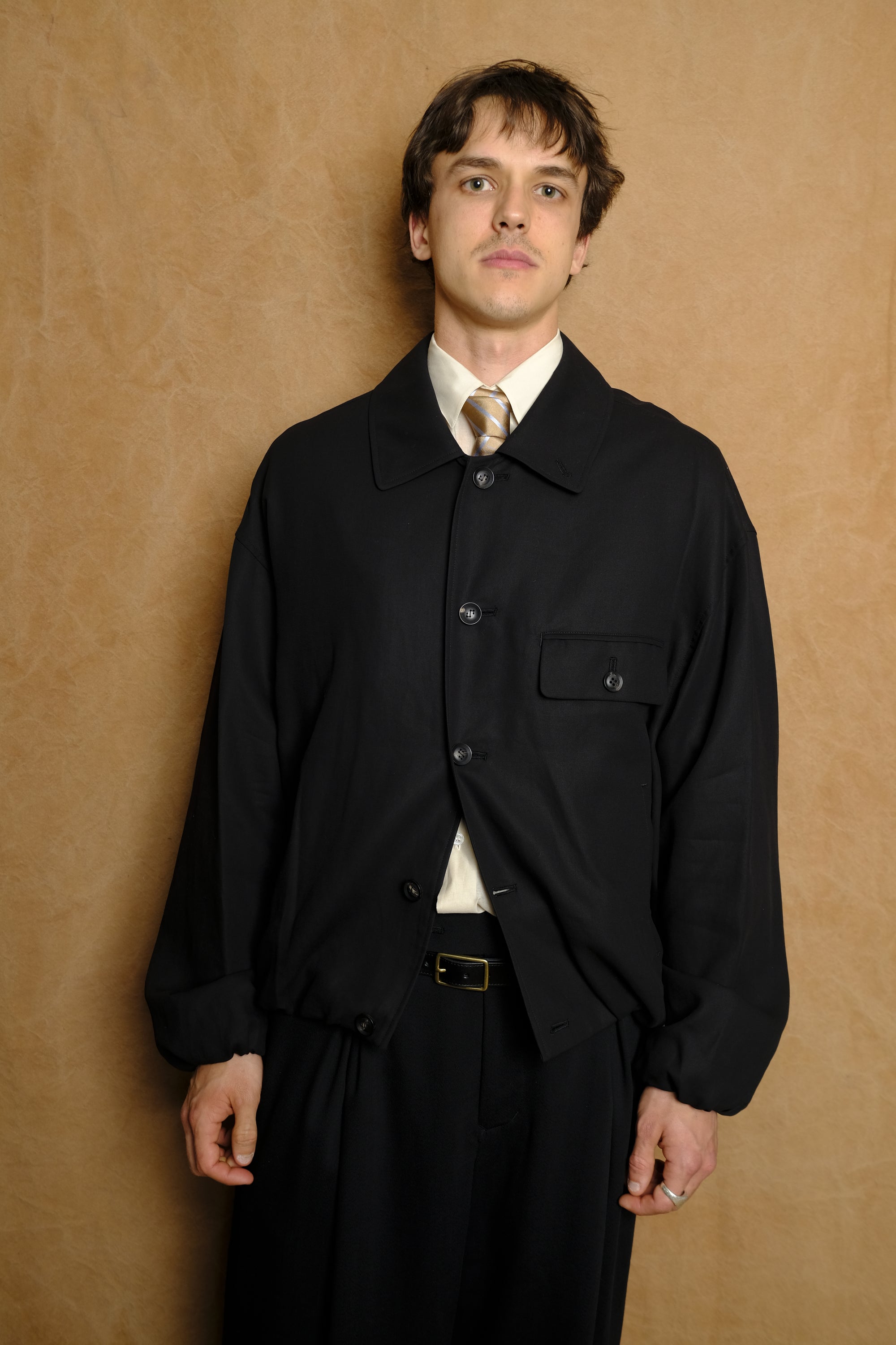 bubble hem blouson in charcoal grey
