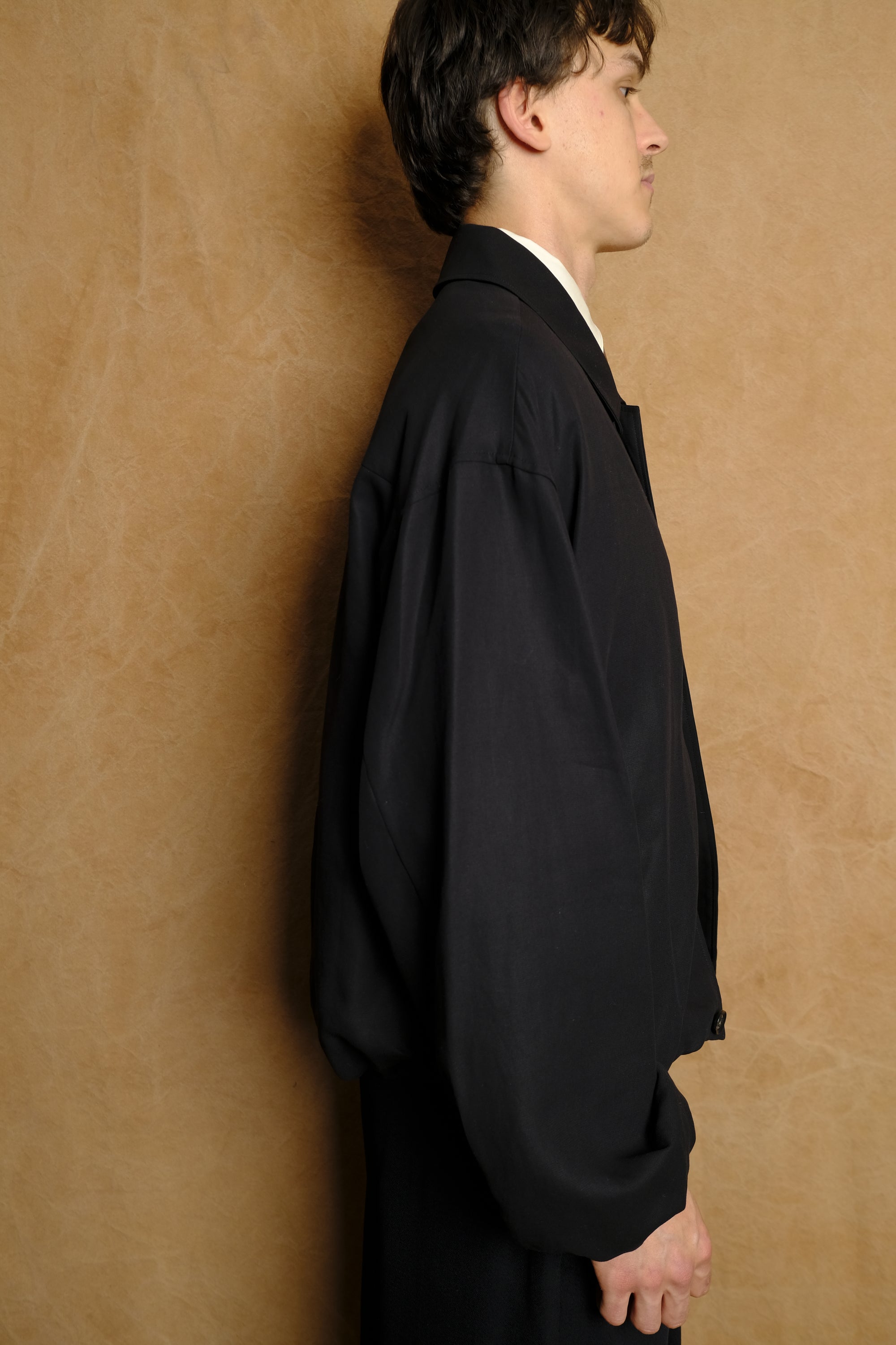 bubble hem blouson in charcoal grey