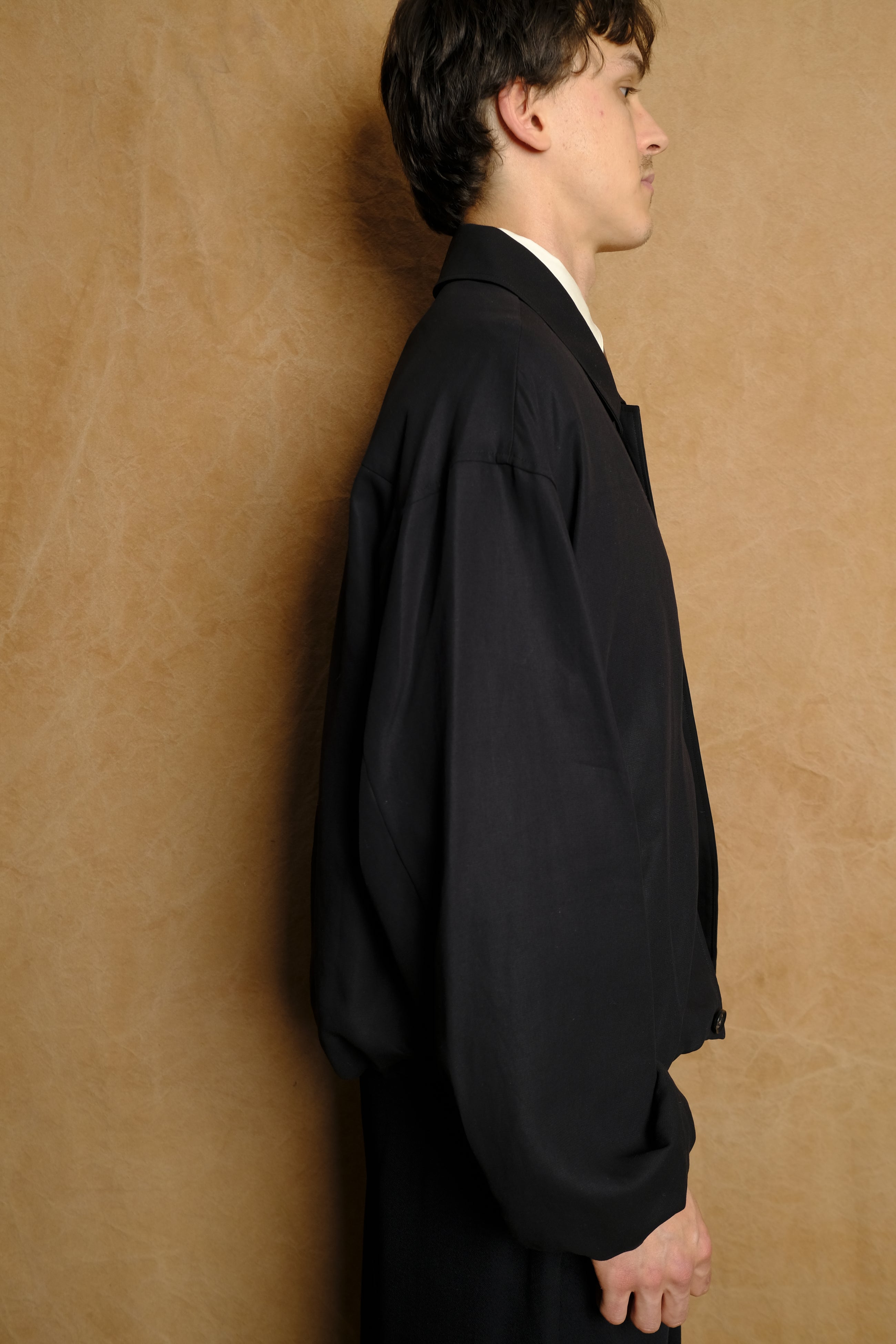 bubble hem blouson in charcoal grey