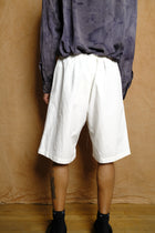 drawstring shorts in white linen