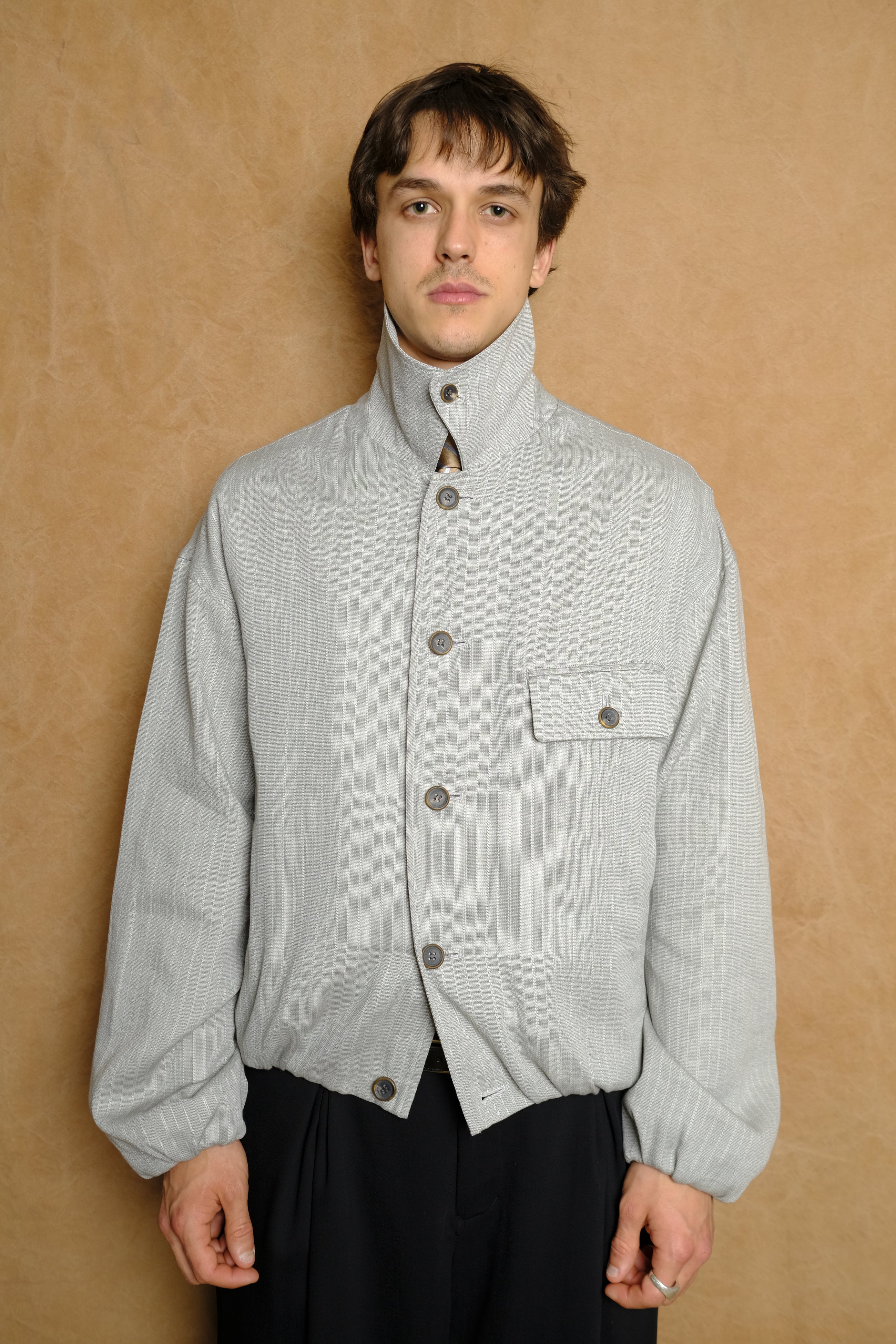 bubble hem blouson in light grey