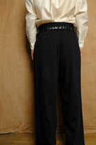 double inverted tuck trouser in black