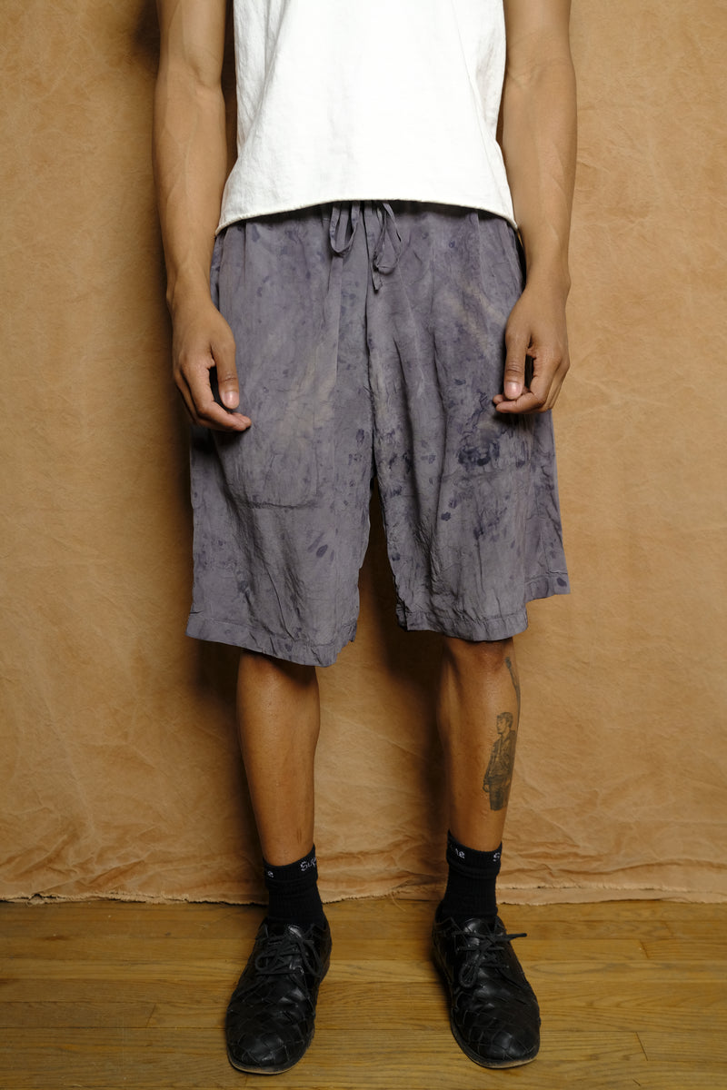 drawstring shorts in dyed silk