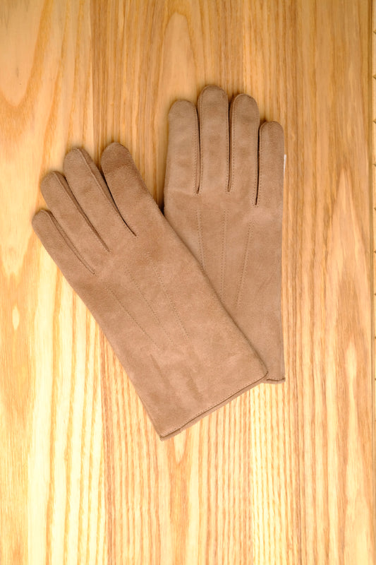 suede gloves in khaki