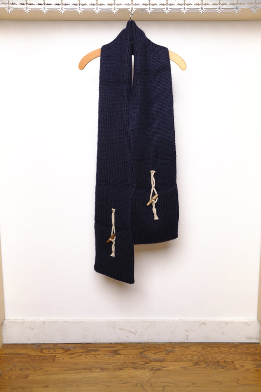 knitted pocket scarf in navy