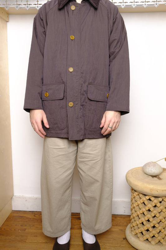 quilt lined overcoat in cotton/nylon gabardine