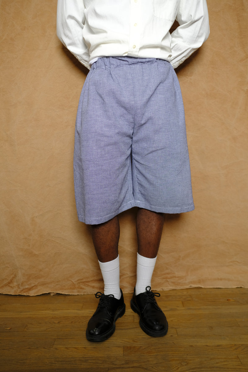 summer league short in navy & cream plaid