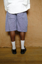 summer league short in navy & cream plaid