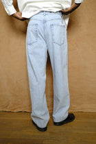jean cut trouser in stonewashed ticking stripe