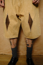 baggy jean cut short in diamond cutout quicksand selvedge denim