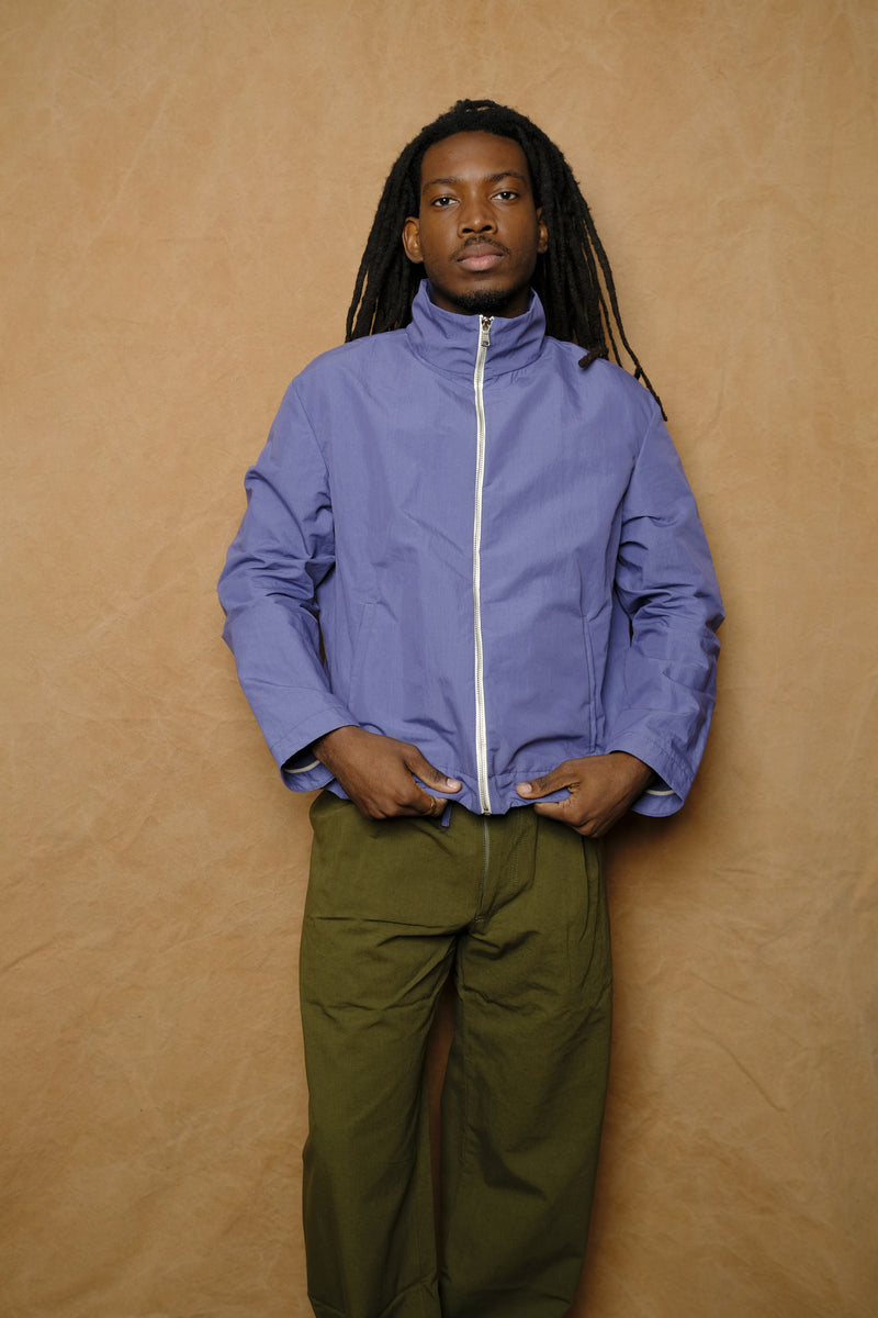 zip up jacket in violet linen