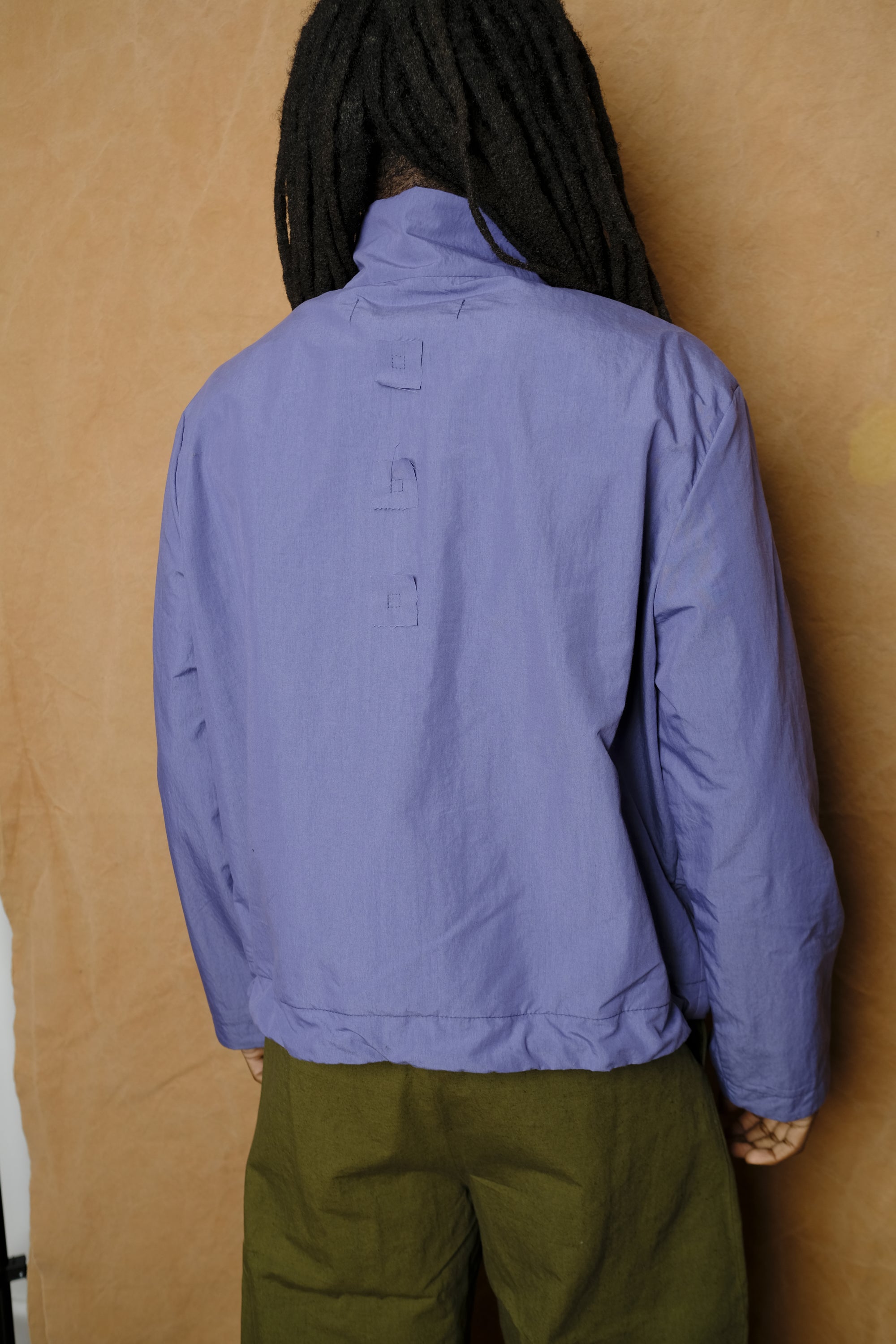 zip up jacket in violet linen