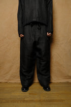 50/50 belted trouser in black