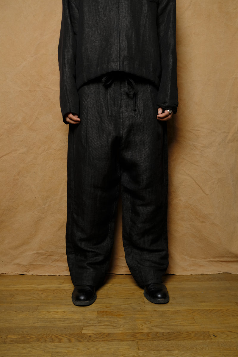 50/50 belted trouser in black