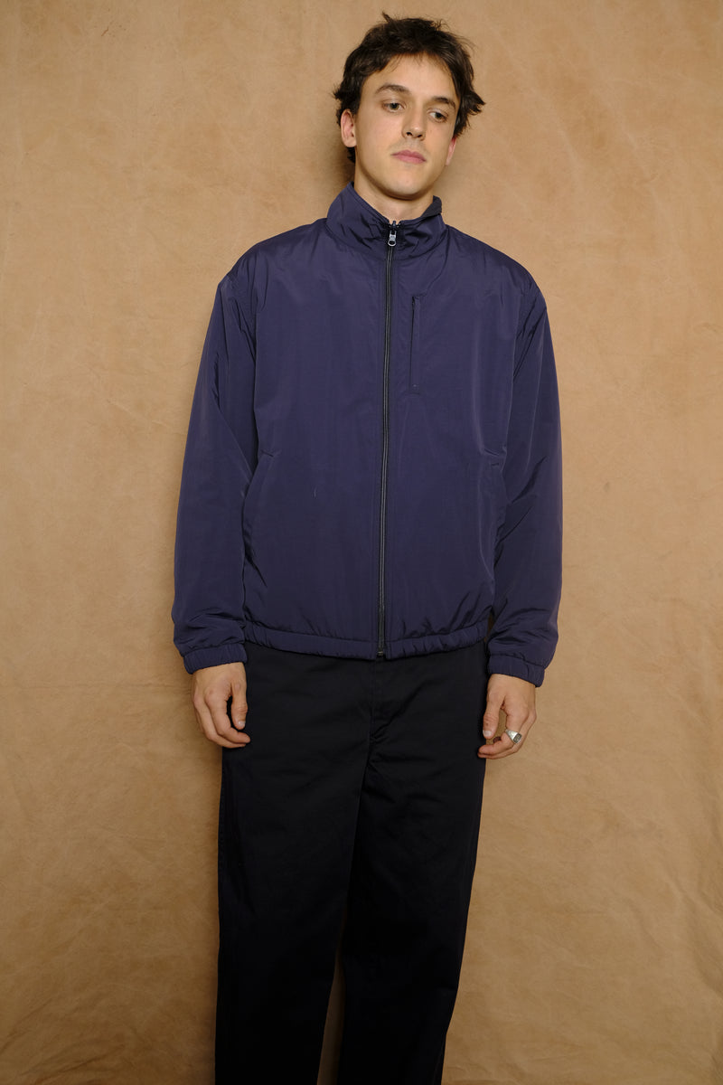 recycle nylon mix taffeta / recycle polyester reversible blouson in navy