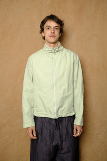 zip up jacket in sage linen