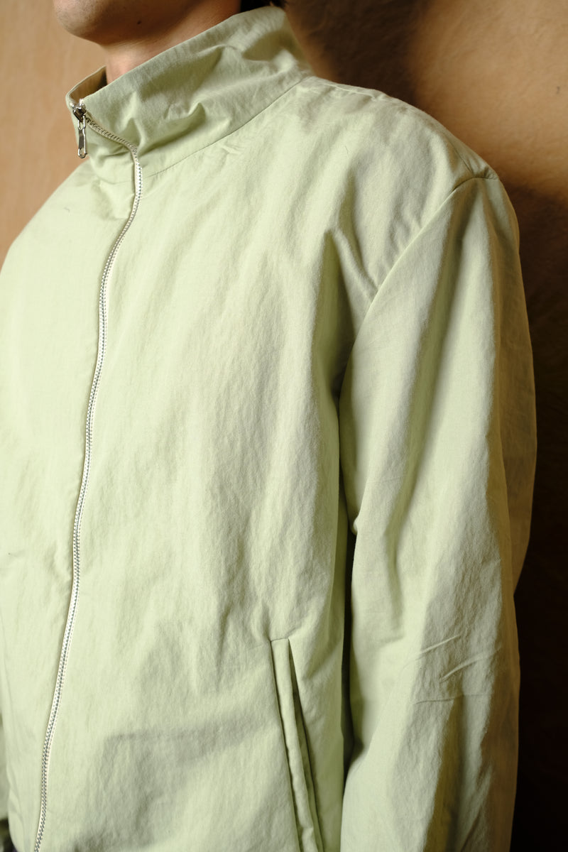zip up jacket in sage linen