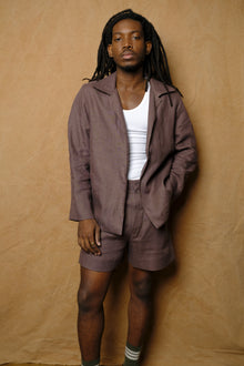 blouson in mushroom linen oxford