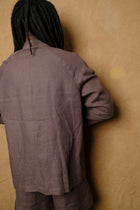 blouson in mushroom linen oxford