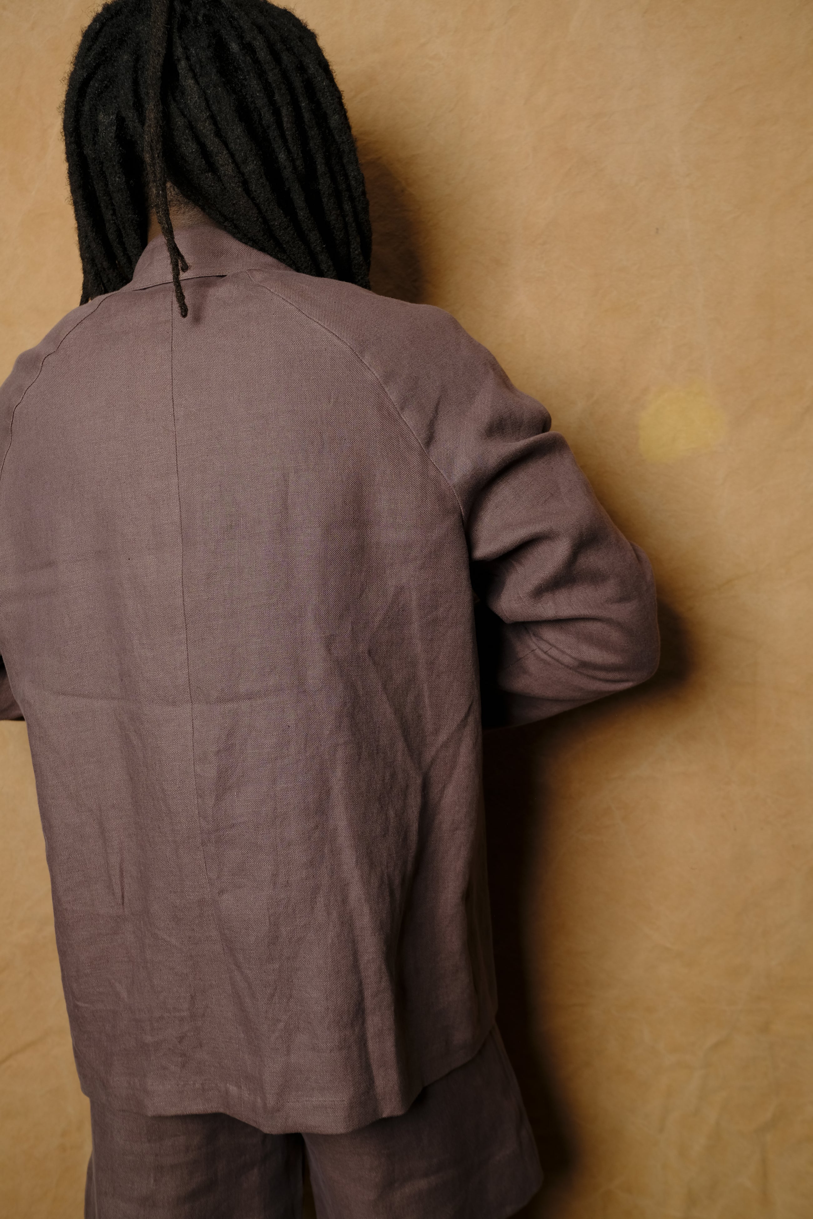 blouson in mushroom linen oxford