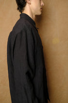 office shirt in black laundered irish linen