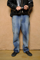 tapered denim pants in indigo