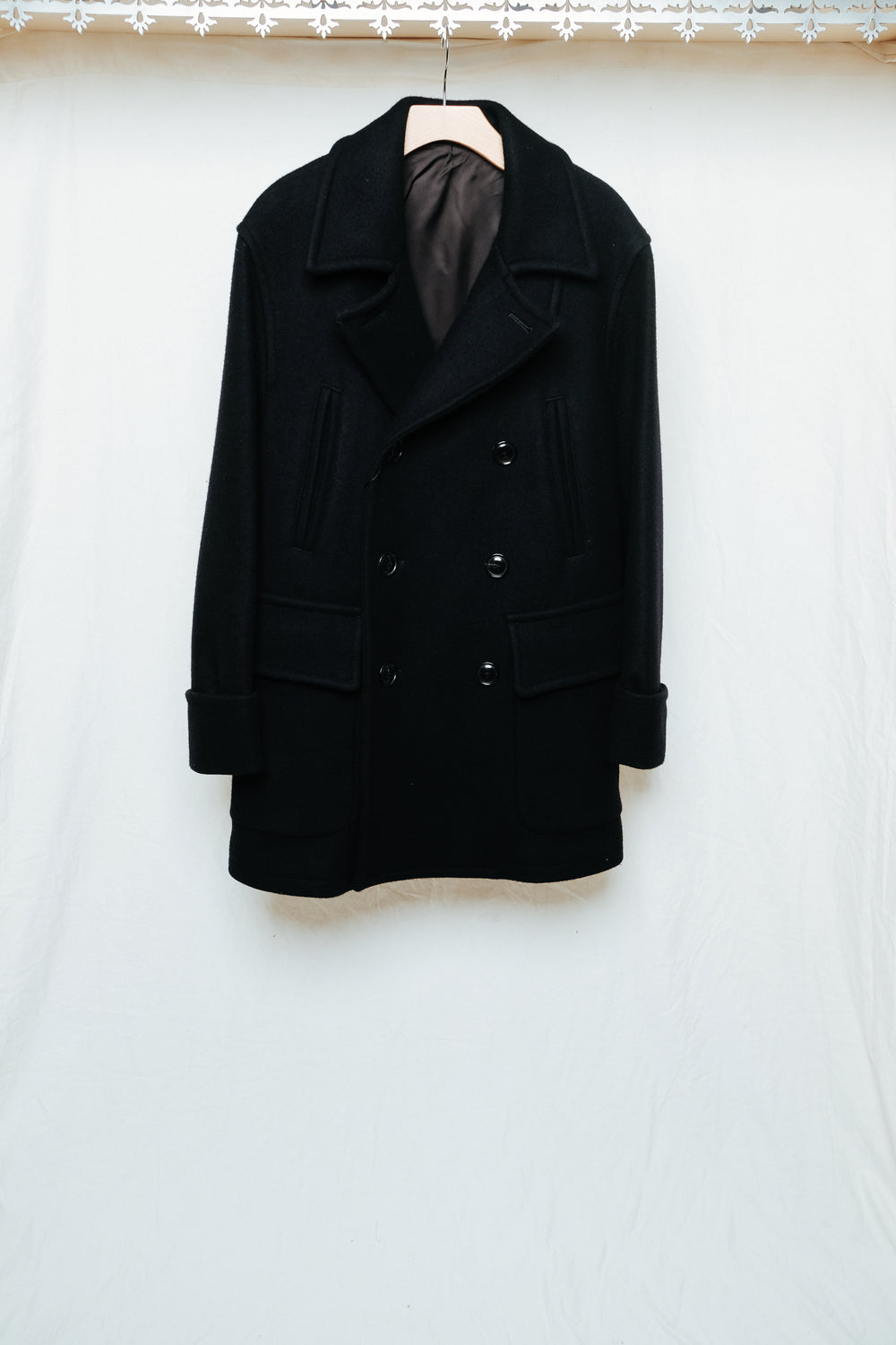 wool melton double breasted coat