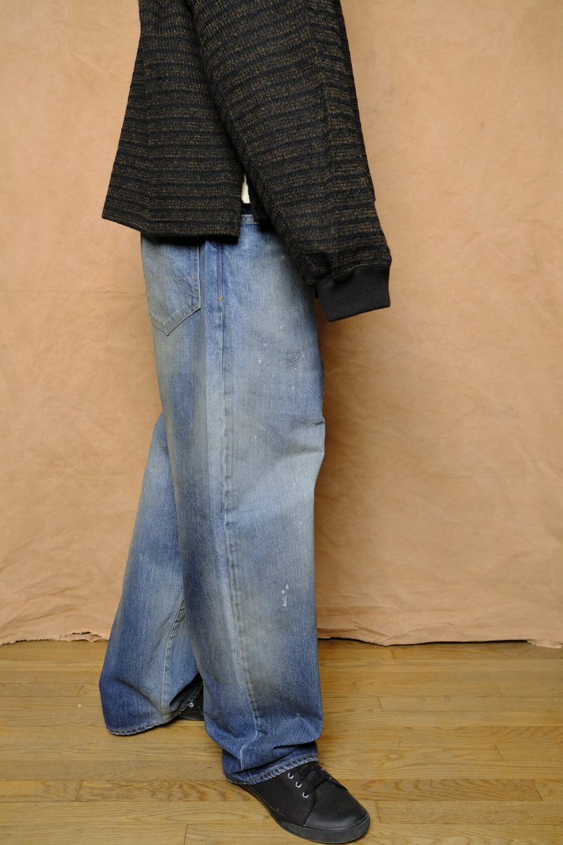 tapered denim pants in indigo
