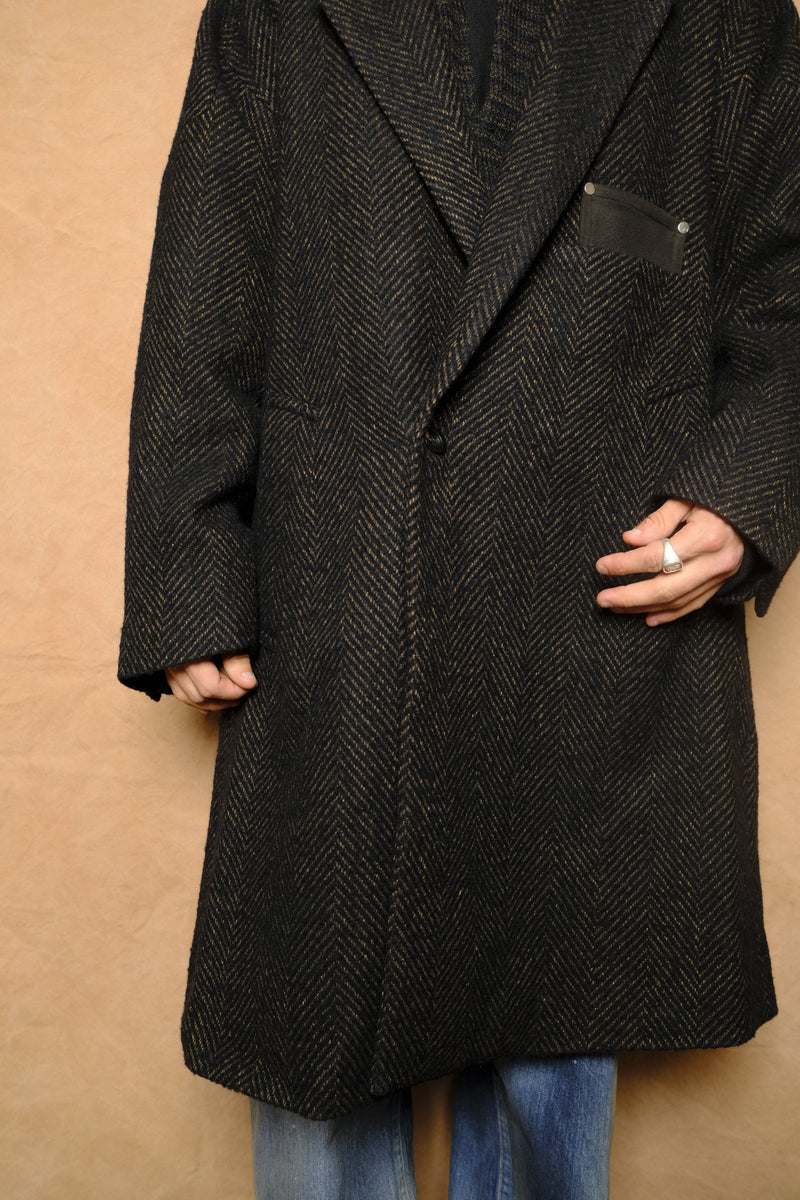 chester coat in brown/black