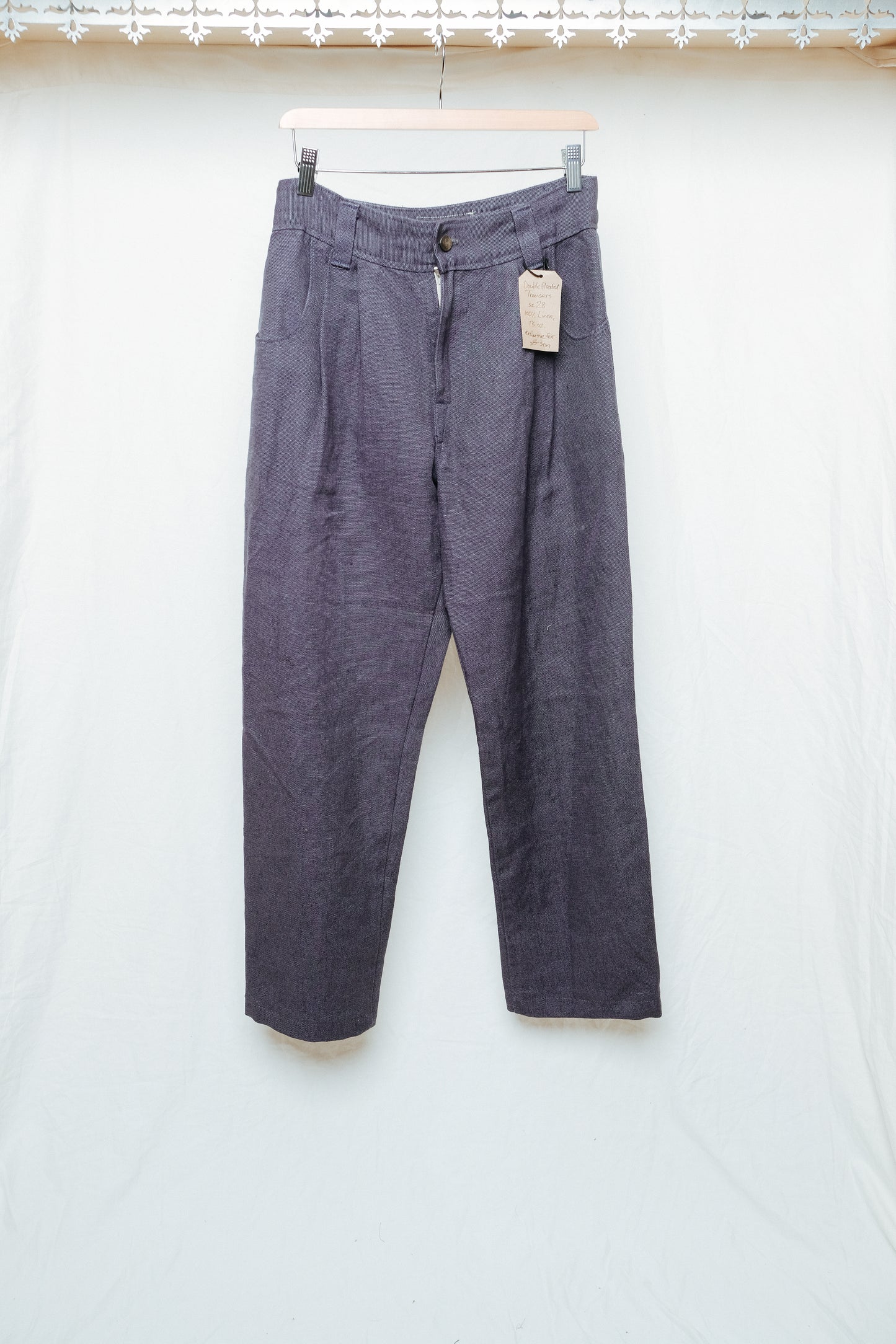 double pleated linen trouser in slate