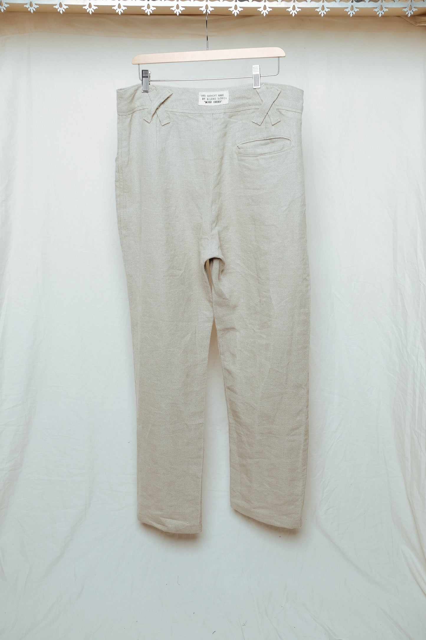 double pleated linen trouser in stone