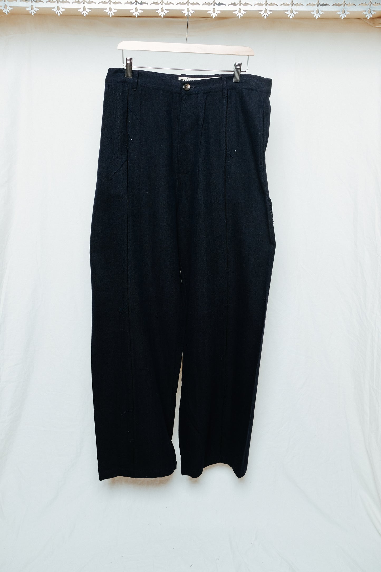 raw seam trouser in natural indigo