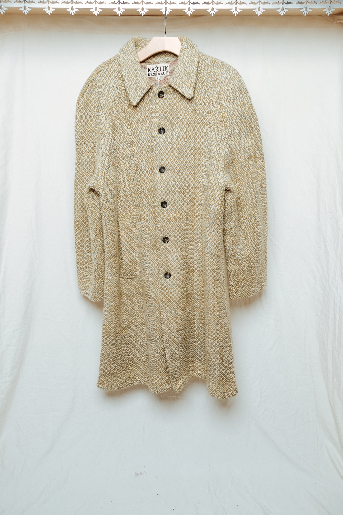 raglan overcoat in hand woven jacquard