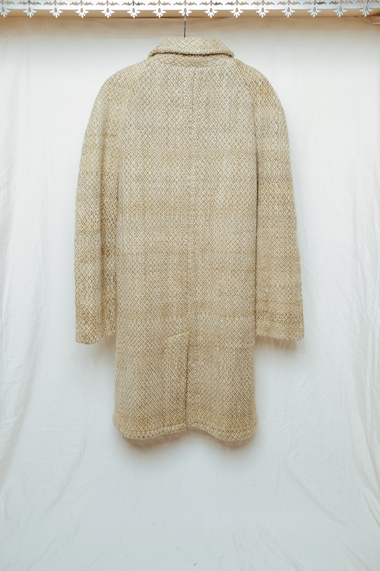 raglan overcoat in hand woven jacquard