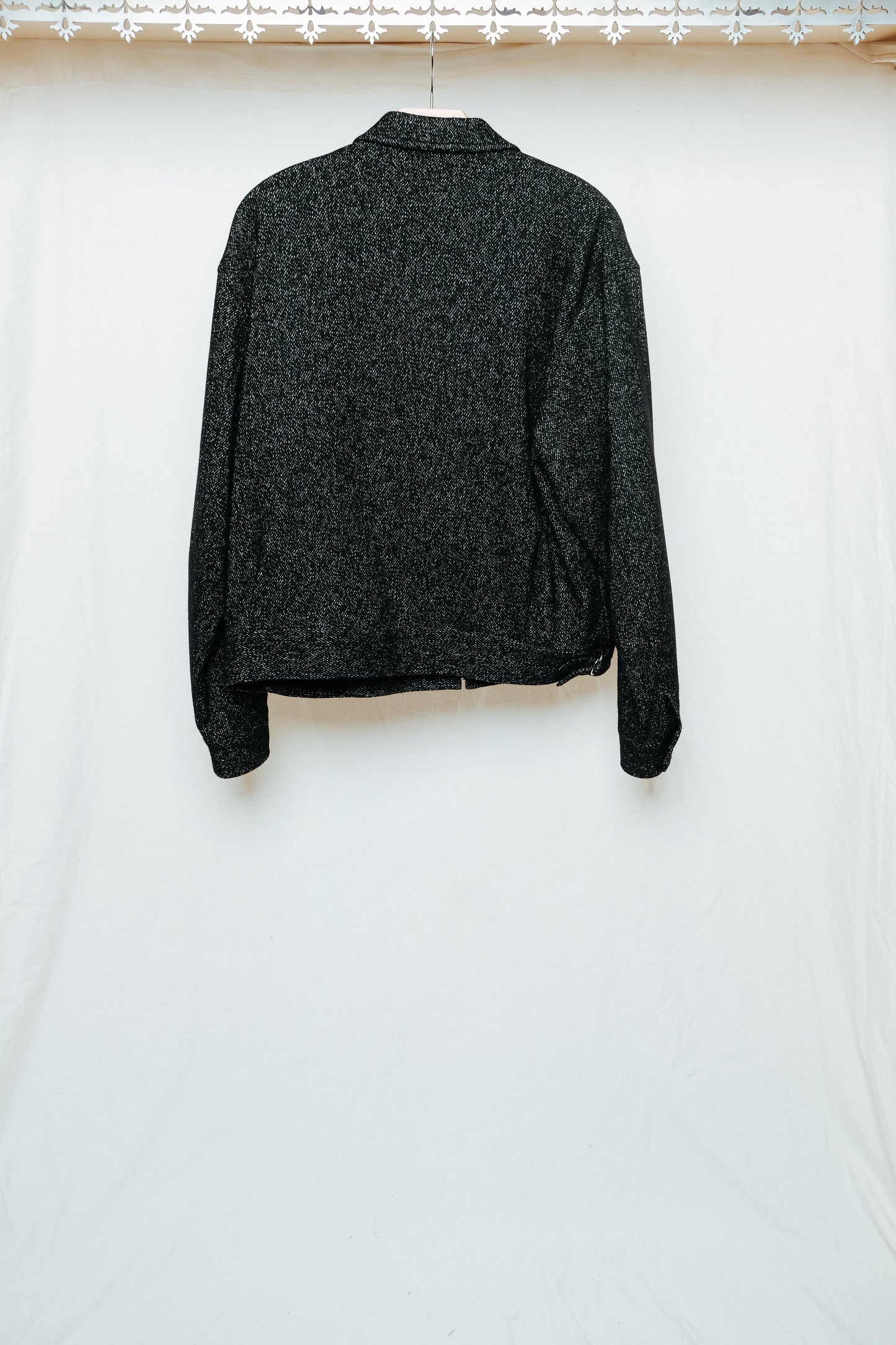 wool silk zip up blouson