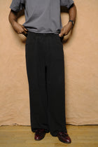 work pants in black silk