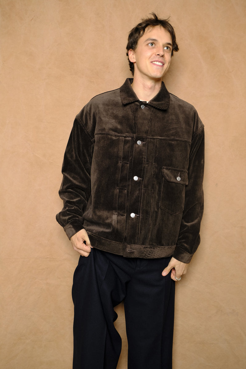 1st type corduroy jacket in dark brown modal mix