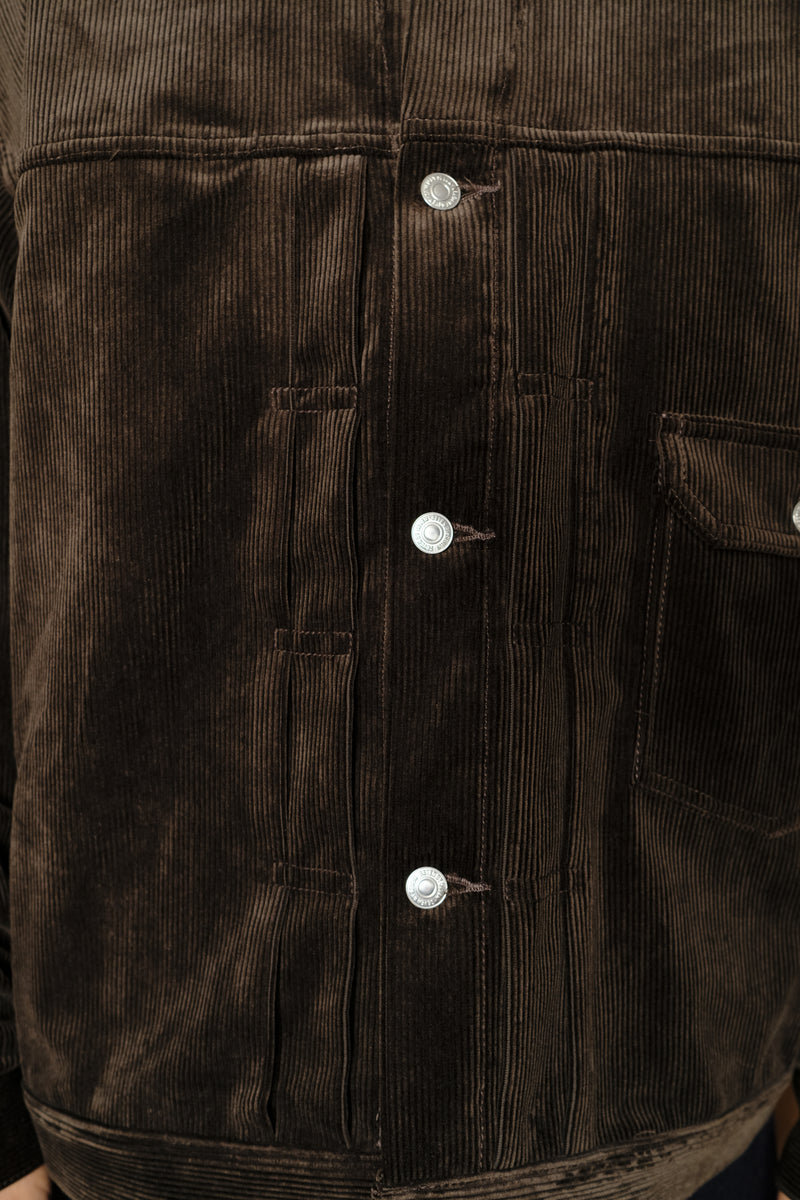 1st type corduroy jacket in dark brown modal mix