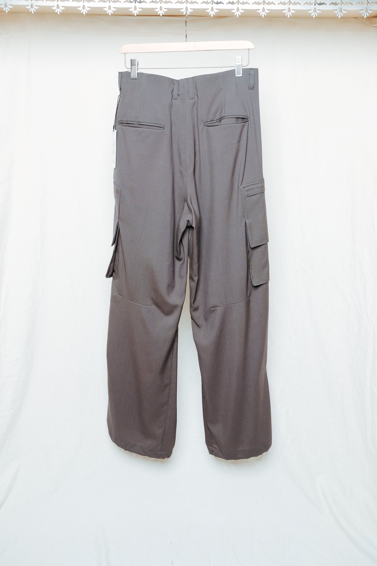 water repellent wool wide cargo trousers