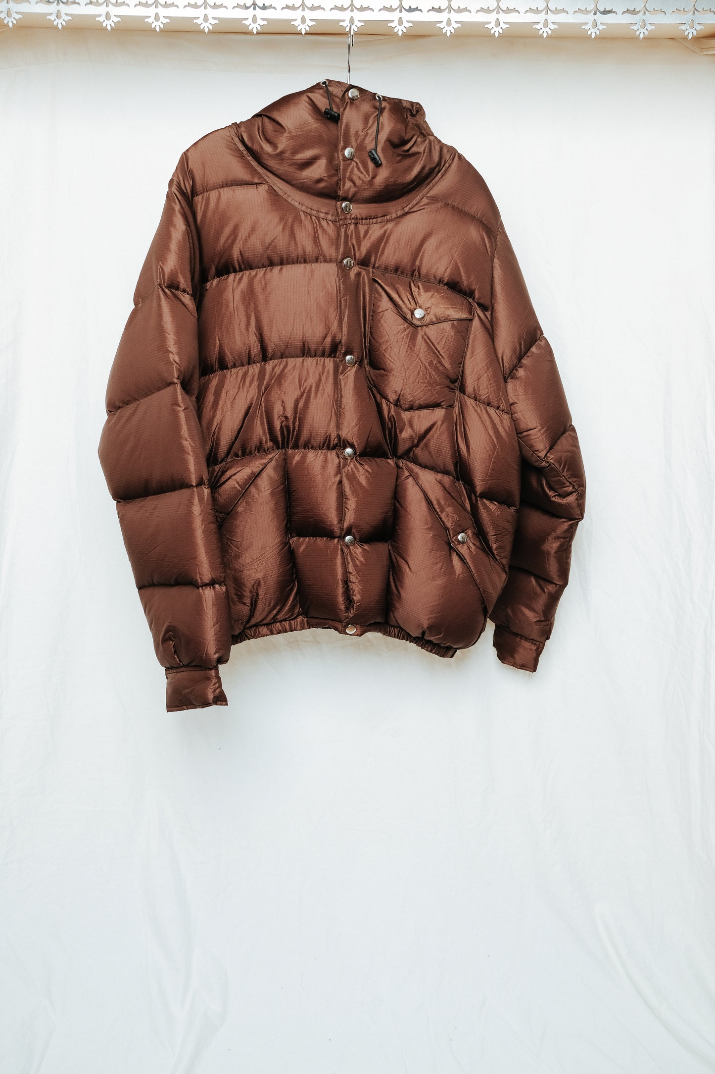 down jacket in brown nylon ripstop