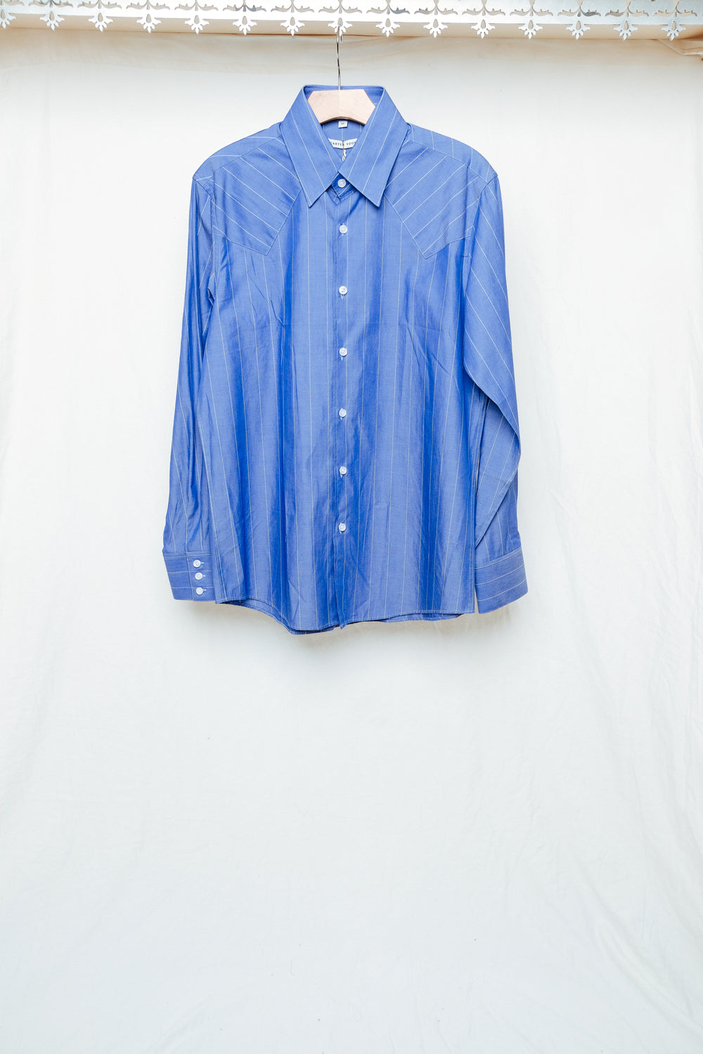 western business shirt in cobalt/off-white